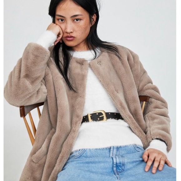 ZARA FAUX FUR COAT BRAND NEW WITH TAGS XS - Picture 4 of 7